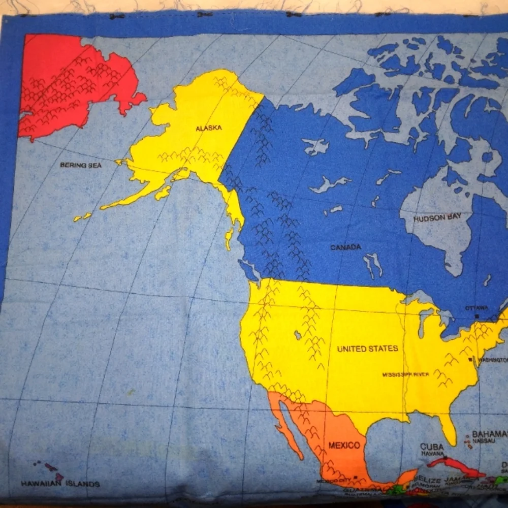 FABRIC Vintage Fabric Map Panel c. 1999, some of these countries don't e…